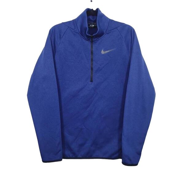 NIKE Dri-Fit Blue & Black 3/4 Zip Athletic Pullover Sweatshirt Mens Size Medium - Picture 1 of 15